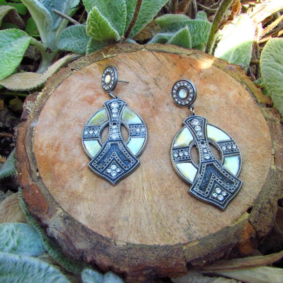 Art Deco Style Earrings | 1930s Earrings | DURI Earrings | Costume Jewelry - Picture 1 of 8